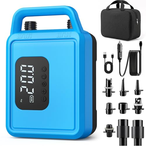 TURNRISE Bomba eléctrica SUP 20 PSI bombas de aire con batería recargable de 15600 mAh inteligente inflación/deflación precisión de hasta 0,01 bar, apagado automático para tablas SUP, kayak colchones