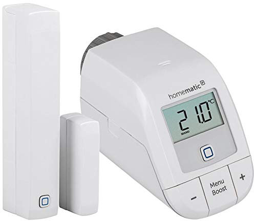 Homematic IP Set Heizen – Easy Connect, Digitale Steuerung für Heizung per App, Alexa, Google Assistant, einfache Installation, Energie sparen, Thermostat und Fenstersensor, 153413A0