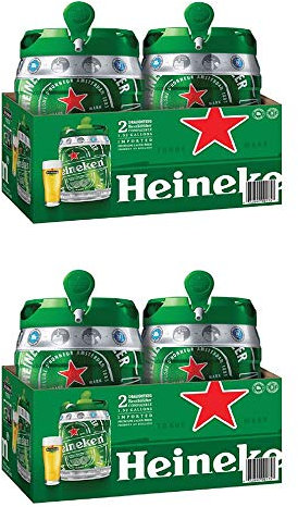 Heineken DraughtKeg Confezione da 4 Fusti con Erogatori da 5 Litri Ciascuno