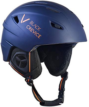 BLACK CREVICE Streif Casco de esquí para niños I Casco esquí para niños diseño Deportivo Resistente a Golpes I Casco esquí (49-51 cm), Mate Marina/Naranja