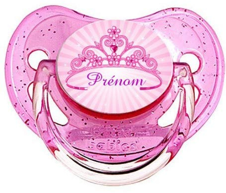 Tétine sucette bébé personnalisée Princesse rose prénom LOG261