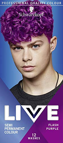 Schwarzkopf Live Men Semi-Permanent Hair Colour, Fade Resistant Statement Hair Dye for Him, 094 Flash Purple Shade