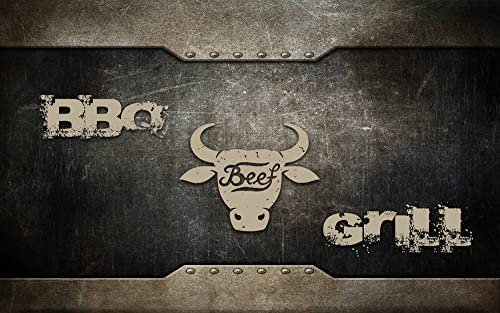 Grillmatte Grillunterlage Bodenschutz Barbecue-Matte BBQ Beef 75 x 120 cm Muster wählbar Anti-Rutsch Schwerentflammbar