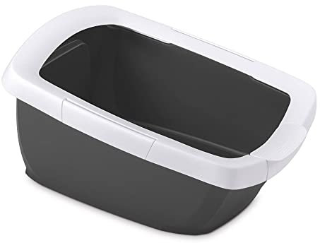 Katzentoilette Schalentoilette Katzenklo mit abnehmbarem Rand blau-schwarz 65 x 47 x 33 cm