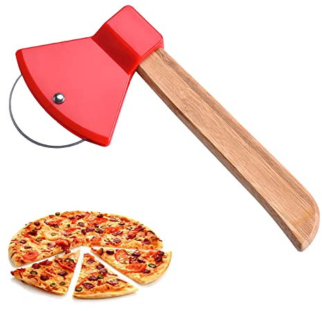 Coupe-pizza en forme de hache, coupe-pizza, coupe-pizza à main, rouleau à pizza avec molette en acier inoxydable, rouleau à pizza tranchant, pizza facile à couper en morceaux comestibles