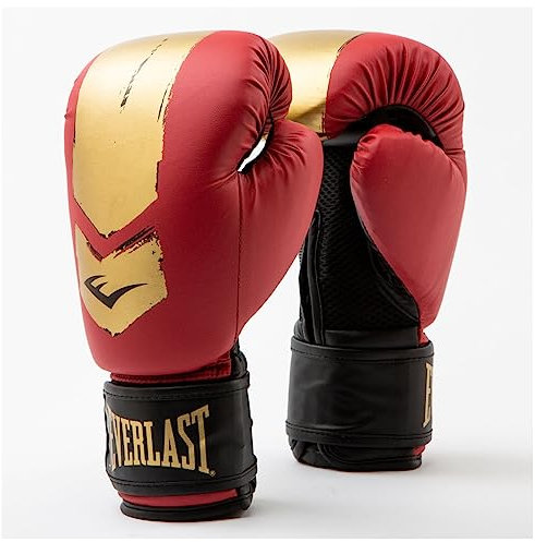 Everlast Prospect 2 8oz Kinder-Boxhandschuhe (8–12 Jahre) Rot/Gold – Handschuhe für Boxsack & Pads, weiches Innenfutter, Klettverschluss & belüftete Handflächen – Original Everlast Ausrüstung