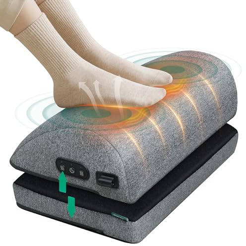 Snailax Heated Foot Rest Under Desk at Work, FSA Eligble Desk Foot Stool with Heat & Vibration Massage, Adjustable Height, 2 Heat Levels Foot Warmer Feet Heater for Office Chair, Gaming Home Use