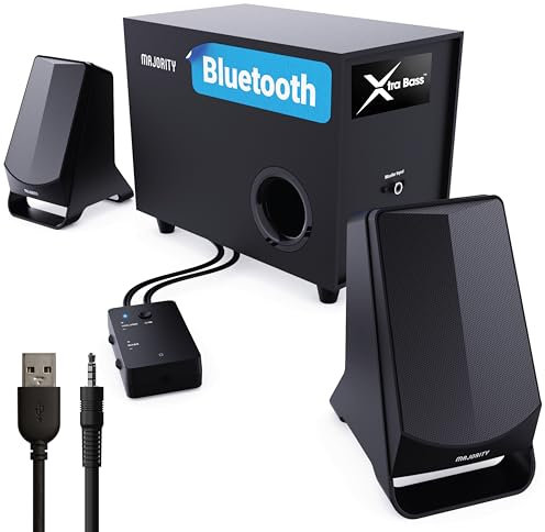MAJORITY DX30 PC Lautsprecher | Bluetooth Lautsprecher für PC | 80W 2.1 Stereo Aktiv PC Boxen mit Subwoofer | USB Computer Speaker for Gaming | Desktop-Steuerung & Benutzerdefinierte EQ-Einstellungen