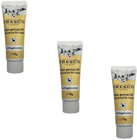 Fresco Dog Fein Gemacht! Geflügelcreme| 3er Pack | 3 x 70 g | Naschwurst für Hunde | Kann unterstützend Sein für den empfindlichen Hundemagen | Kann eine optimale Ergänzung Sein