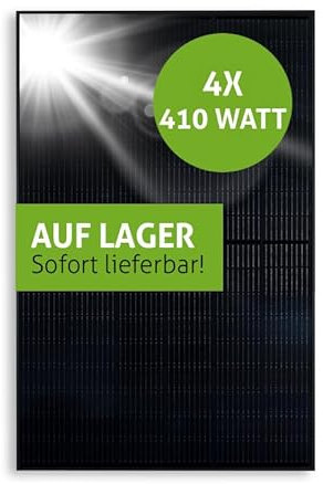 STROXX Energy |4x 410W (1640W) Solarmodul| komplett schwarz | PV-Modul | Solarpanel | Photovoltaik | für Eigenheim, Gewerbe oder PV-Kraftwerke | TÜV Nord zertifiziert