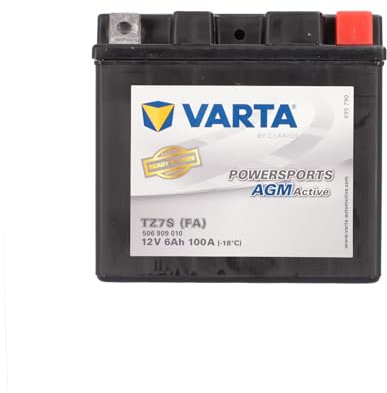 VARTA Batteria moto 6 Ah / 100 A - 105 mm Powersports Active AGM, lunga durata, precaricata, senza manutenzione, adatta per moto, scooter, quad, moto e motoslitte, nero