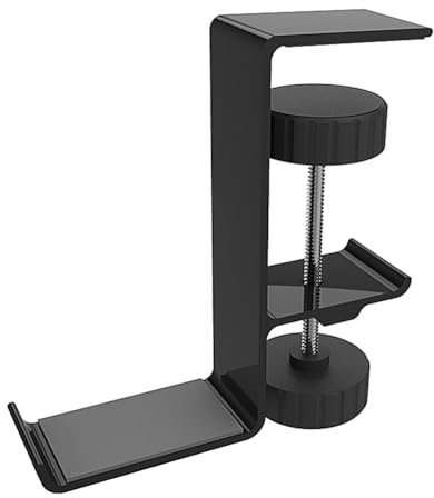 Janasiba Supporto per cuffie con clip on Z20, gancio a clip, universale, in metallo, colore nero, facile da usare