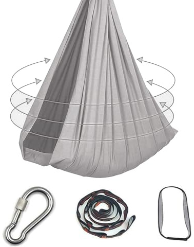 Balançoire sensorielle Suspendue d'intérieur avec Accessoires – Siège de balançoire de Jardin et Chaise hamac, hamac Portable for Jardin, Patio et terrasse(Silber Grau)