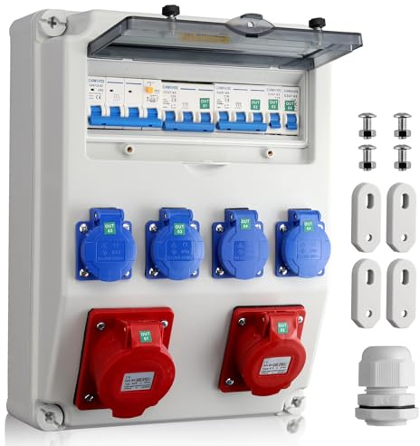 Kamtop Distribuitore di Energia da Cantiere 32A/16A – Prese Schuko e CEE, Protezione FI & LS, Impermeabilità IP66, Cablaggio Professionale per Cantieri e Uso Esterno