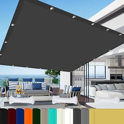Tenda parasole impermeabile, 3,3 x 3,6 m, resistente ai raggi UV, tessuto in poliestere con corde, perfetta per sabbiera, serra, cortile, ombra grigio scuro