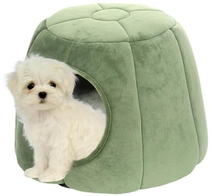 Cama tipo cueva para gatos, casa de campaña semicerrada para mascotas, camas de dormir para perros pequeños con cojín extraíble y lavable, para gatos y perros pequeños