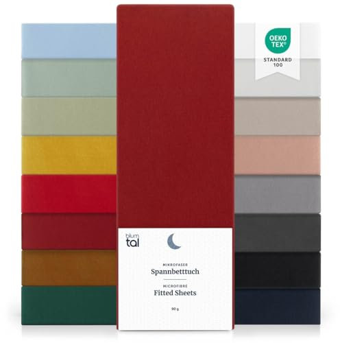 Blumtal Spannbettlaken Mikrofaser Spannbetttuch 90 (2, Aurora Red - Rot, 140x200x30cm)