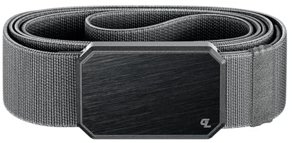 Groove Life Groove Belt Black/Stone - Men's Stretch Nylon Belt with Magnetic Aluminum Buckle, Lifetime Coverage - Medium (33-36)