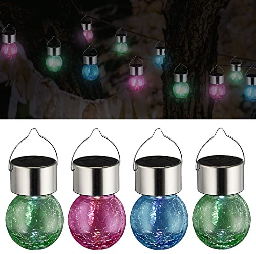 Solarleuchten Crackle 9x11cm - Garten - Solar - LED (4x Solarleuchte bunt)