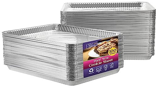 Aluminum Pans Half Size Cookie Sheet 100 Count Durable Nonstick Baking Sheets 17.75 x 12.75