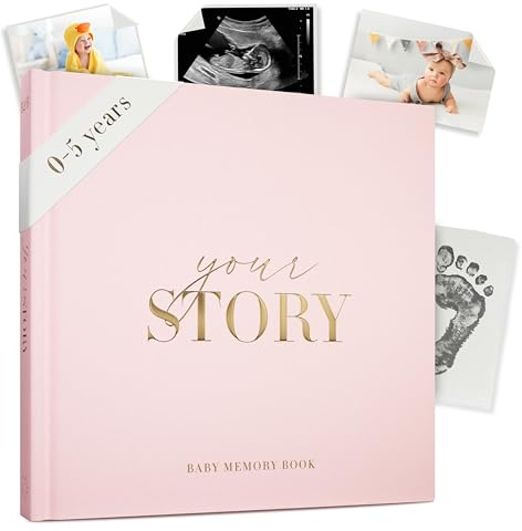 Baby Girl Memory Book – Blush Pink Keepsake Journal for Newborn to Age 5 | Baby Shower Record Book, Milestone Tracker, Scrapbook & Photo Album
