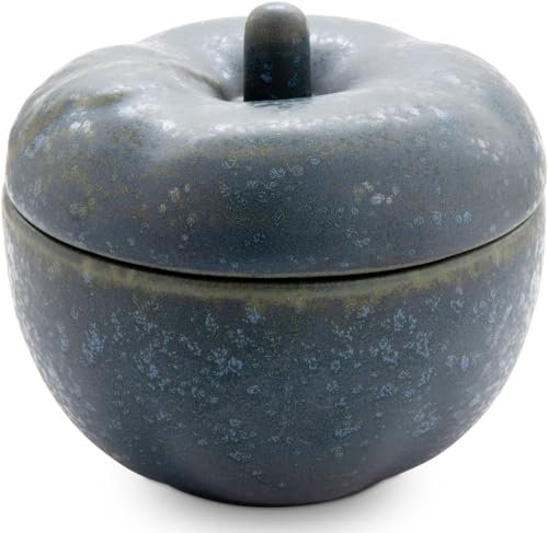 Bunzlauer Keramik Apfel-Bräter Bratapfelbräter mit Deckel Ø12,6 cm H11,6 cm Dekor ZIELON grün