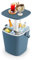 SPOTRAVEL 15L Ice Bucket Table, Weatherproof Beverage Cooler Table with Lift Top Lid, Handle & Bottle Opener, 3-In-1 Outdoor Bar Side Cocktail Table for Camping Picnic Party Trip (Blue)