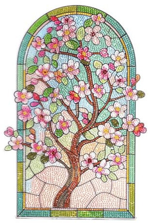Ideen mit Herz Diamond-Painting-fönsterbild | Glaskonstutseende | dekoration och gör-det-själv | material: PET (körsbärsträd)
