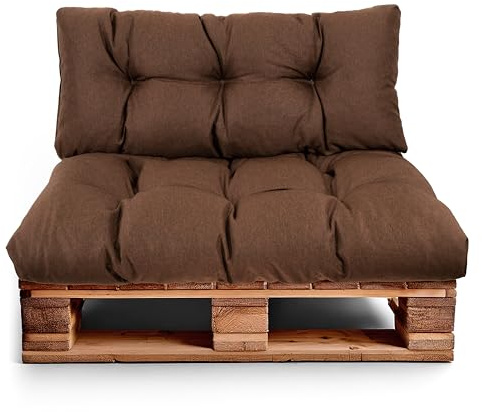 Best Wool Set di Cuscini per Pallet – Cuscino D’assise per Pallet Europei – Imbottitura con Schiuma Granulare Poulirette – Include Cuscino D’assise 120x80cm + Schienale 120x40cm
