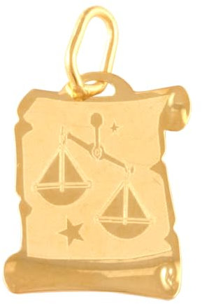 Rodium - Goldene Anhänger, mit Sternzeichen auf Papyrus Waage, 14 Karat Gold/ 585er Feingehalt, Charms für Halskette oder Ketten Armband, Ideales Geschenke, Kettenanhänger für Goldschmuck