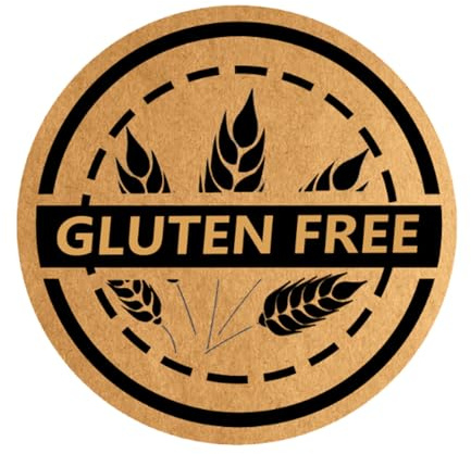 500 calcomanías de papel kraft sin gluten de 1.5 pulgadas que contienen etiquetas de advertencia de rotación de alimentos para paquetes al por menor, alimentos, tarros de vidrio