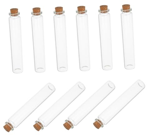 INOOMP 10pezzi Bottigliette in Vetro Con Tappo Di Sughero Mini Barattoli Trasparenti Piccole Provette Con Chiusura Per Conservazione Artigianato e Uso Scientifico