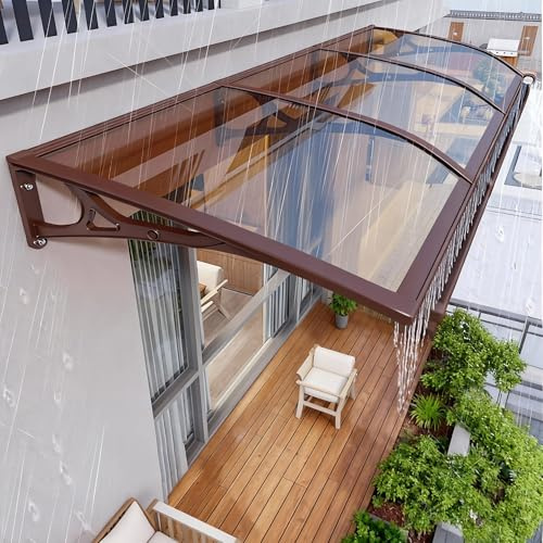 60x170cm Marquise De Porte Exterieur Largeur 60 80 90 100 120cm Auvent De Porte D'entrée, Errtsdb Marquise Solaire Abri Banne avec Support en Aluminium, Terrasse Toit Abri Protection