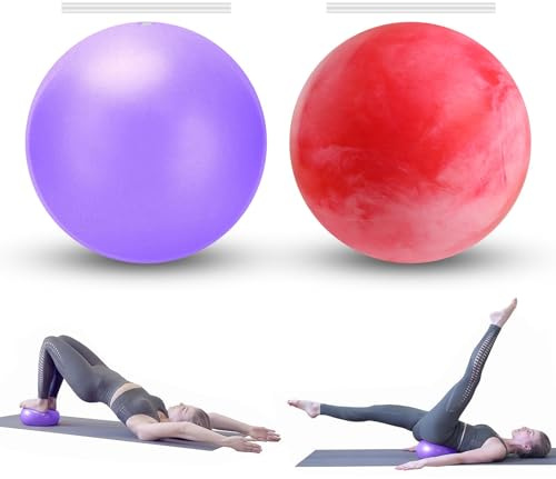 Cycayit 8 tum mini pilatesboll för bålträning och balans, mjuk yogaboll för magmuskler och axlar, bärbar och hållbar miljövänlig PVC, inkl. Strå, 3 färgs set, idealisk hemmagym utrustning