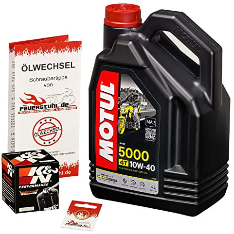 Motul 10W-40 Öl + K&N Ölfilter für Triumph Tiger 800 /XC/XCX/XR/XRX, 11-14 - Ölwechselset inkl. Motoröl, Filter, Dichtring