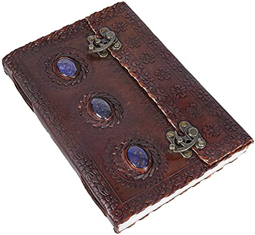 Diario de cuero con diseño de piedra medieval en relieve, libro de fundas hecho a mano, cuaderno de oficina, diario universitario, libro de poesía, libro de dibujo, 25,4 x 17,8 cm