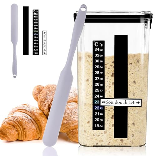 Sourdough Starter Jar Kit, 45 Oz DIY Sourdough Starter Jar with Magnetic Strip, Thermometer, Fruit magnet, Jar cleaning brushes - Reusable Sourdough Jar Kit, Use for Home Bakery & Dry Food Storage
