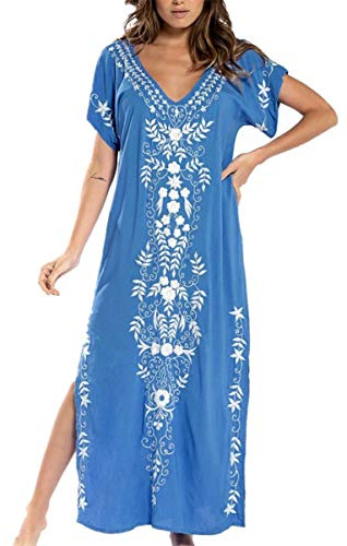 L-Peach Bomullskaftan för kvinnor, myskläder, bohemiska hemmakläder, överdimensionerad kimono, maxiklänning, strandklänning, täckande kläder, morgonrockar, en storlek