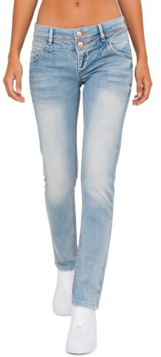 Cipo & Baxx Sexiga damjeans byxor höftjeans skinny slim fit stretch rör design, Blå – 01, 27W x 32L