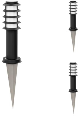 ledscom.de 3 pzas. luz de bolardo PORU con pincho de suelo para exteriores, IP44, rejilla, 39cm, negro, incl. lámpara LED Smart Home RGBW E27, 892lm