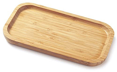 Plateau de lavabo en bambou pour organiser et exposer la décoration, plateau de comptoir de salle de bain, 24,9 x 14 x 2 cm