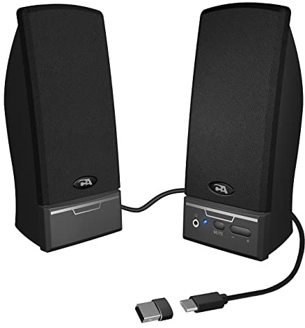 Cyber Acoustics CA-2014USB 2.0 Multimedia Desktop Computer Speakers, Compatible with USB C or A Devices, Adapter Included