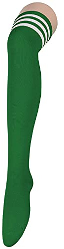 Century Star Thigh High Socks Striped Long Over Knee High Socks for Women Casual Athlete Knee High Stocking 1 Pack Green White One Size