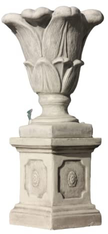 Amphore mit Sockel aus Steinguss als Set perfekt für den Garten die Terrasse oder den Vorgarten ist Frostfest Witterungsbeständig und Neu 90cm H, PO-88uPO-74