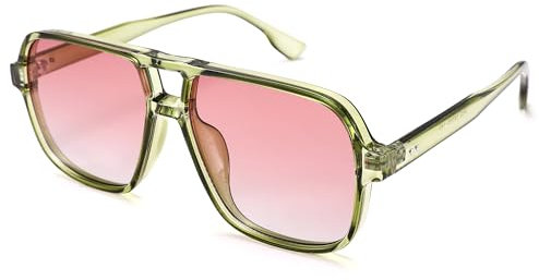 COASION Retro Sonnenbrille für Damen Herren - XL Übergroß 70er Jahre Sonnenbrille UV400 Schutz Trendy Double Brücke Rahmen Brille