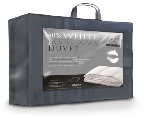 Littens Luxury Ultimate Collection 2.5 Tog Superking Bed Size 50% White Goose Down & Feather Natural Duvet Quilt 280TC 100% Cotton, Down Proof (260cm x 220cm)