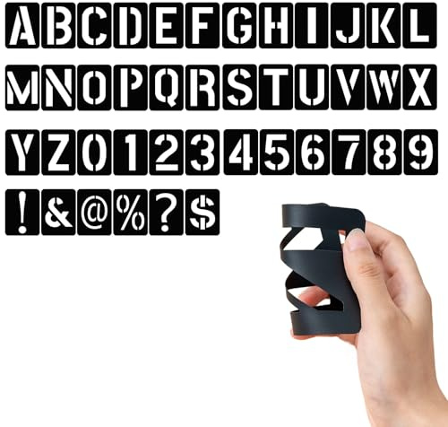 Set di 42 stencil con lettere di grandi dimensioni, 10 x 7,6 cm, lettere riutilizzabili, numeri, stencil dell'alfabeto, per pittura e artigianato