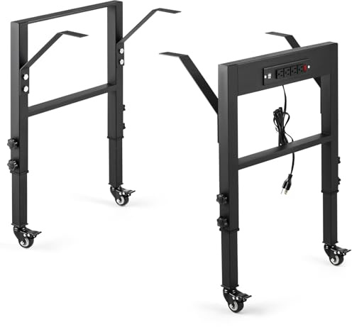 Telaio per banco da lavoro da 40 cm, altezza regolabile da 72,4 cm a 85,9 cm, set di 4 ruote in metallo con freni, gambe per mobili industriali fai da te per studio, armadio (ruote)