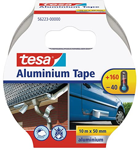 tesa Aluminiumband, selbstklebend, 10m x 50mm, Silber (3 Rollen)