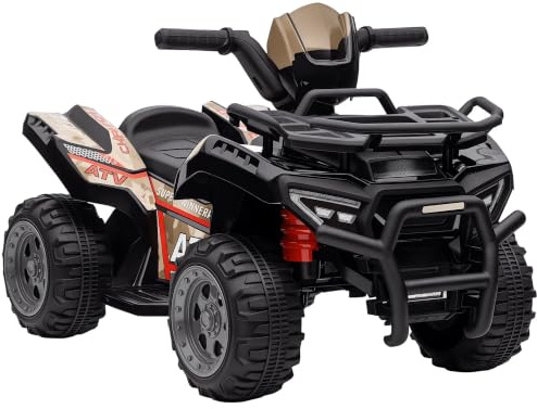 HOMCOM 6V Kids Electric Ride on Car Toddlers Quad Bike 18-36 Months Black | All Terrain Vehicle Toy, With Music